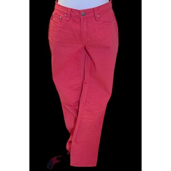 Earl Jean Womens Skinny Jeans Size 8 Salmon Polka Dot - Picture 6 of 15